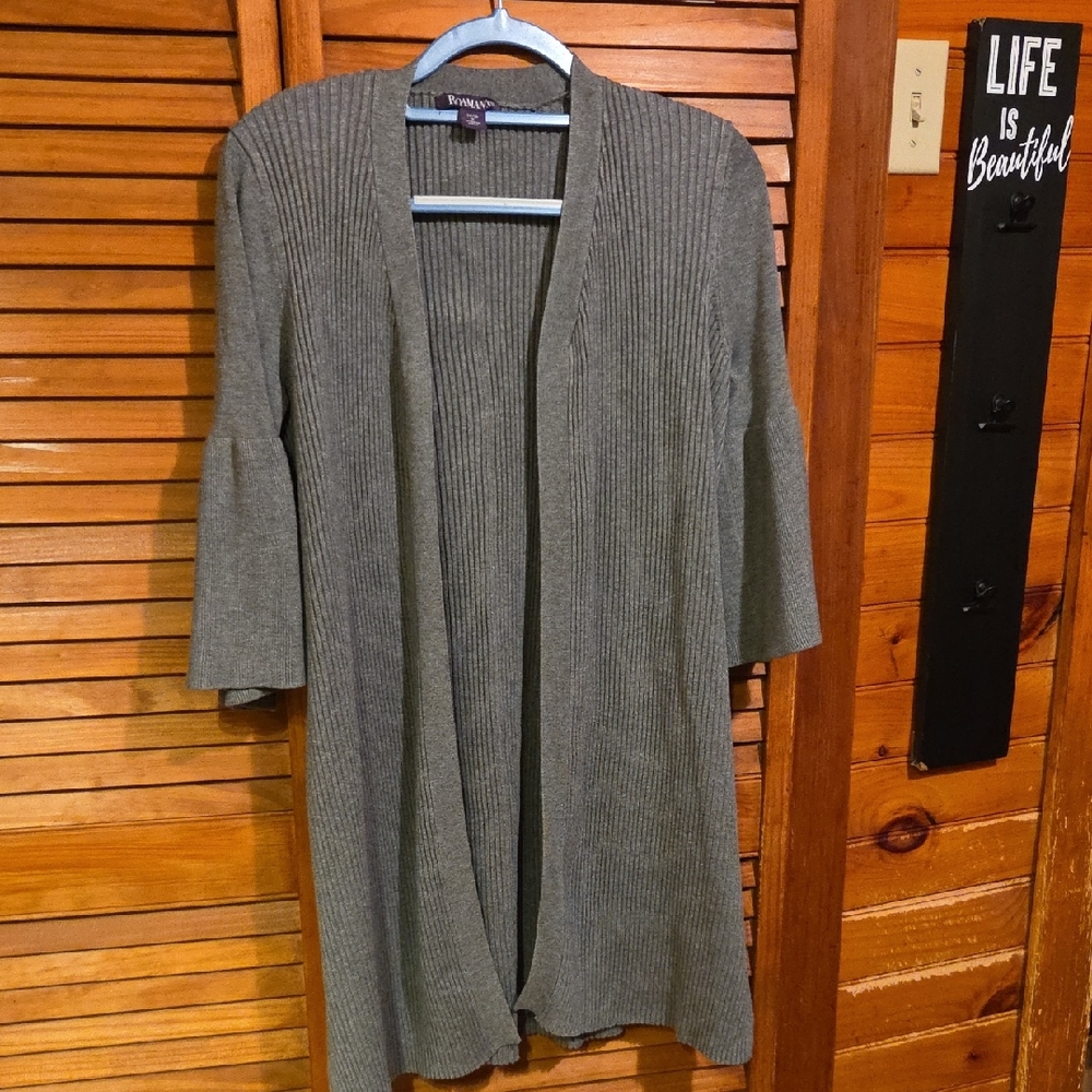 Rafaella Women's Gray Ribbed Cardigan